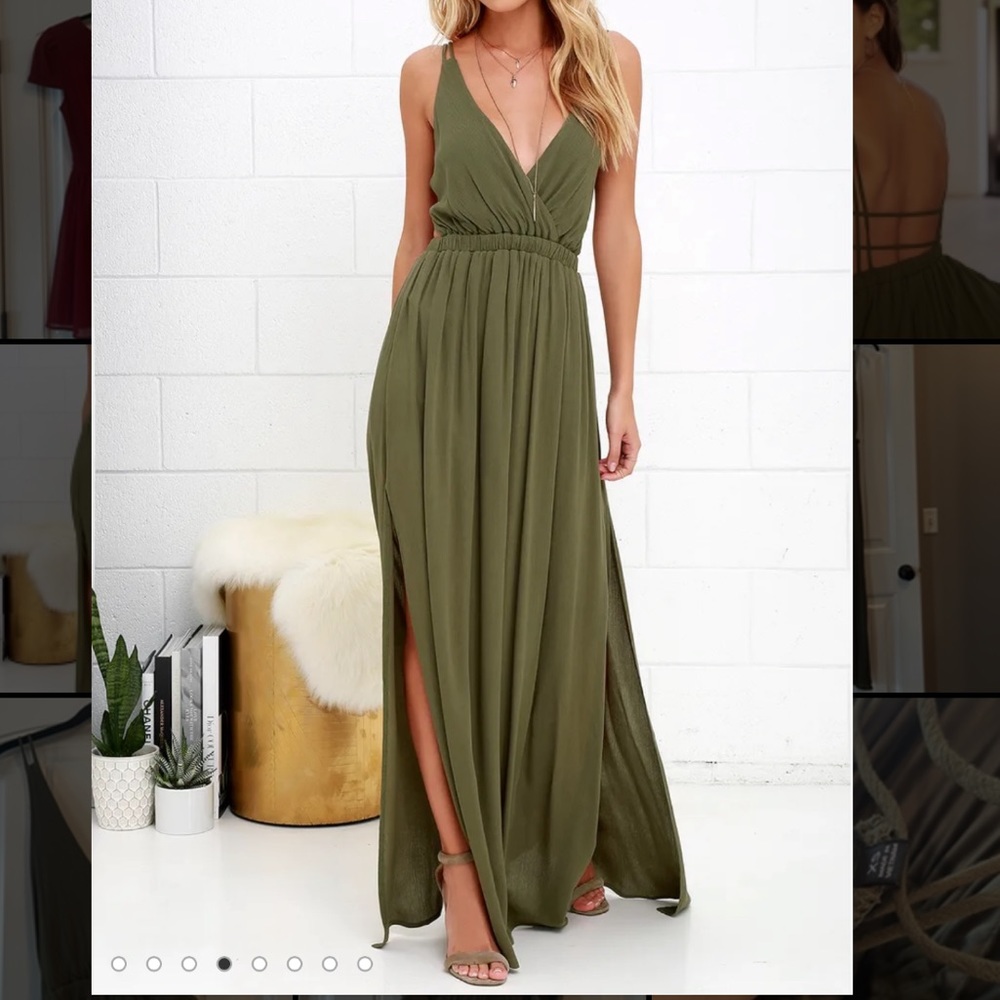 Lost in Paradise Olive Green Maxi Dress